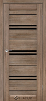 Двери Leador Doors Malta серое дерево Черное стекло