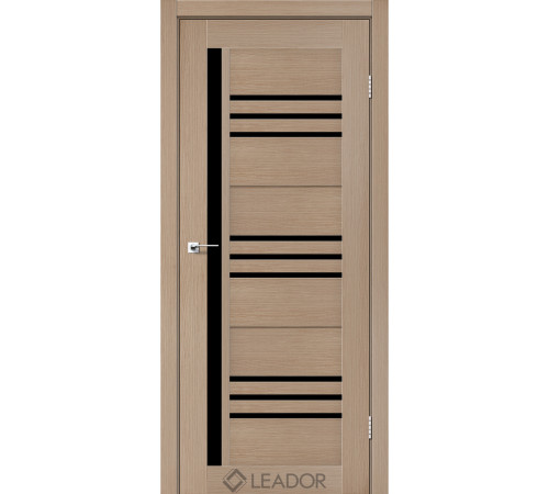 Межкомнатные Двери Leador Doors Compania дуб мокко Черное стекло ПВХ плёнка