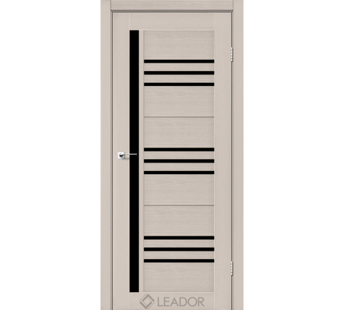 Межкомнатные Двери Leador Doors Compania дуб латте Черное стекло ПВХ плёнка