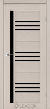 Двери Leador Doors Compania дуб латте Черное стекло