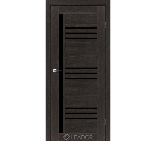 Межкомнатные Двери Leador Doors Compania дуб саксонский Черное стекло ПВХ плёнка