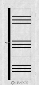Двери Leador Doors Compania белый бетон Черное стекло