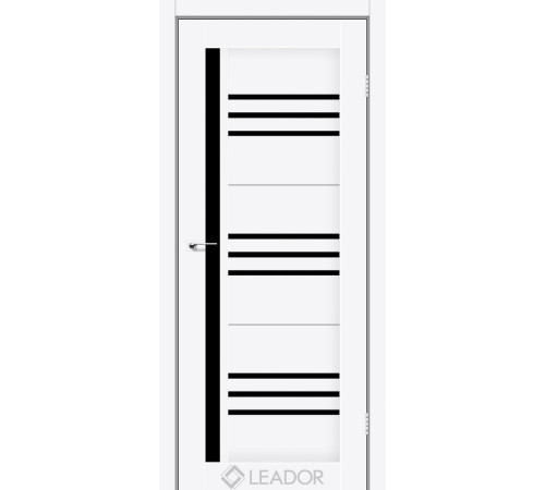 Межкомнатные Двери Leador Doors Compania белый матовый Черное стекло ПВХ плёнка