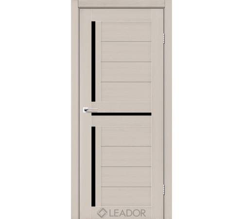 Межкомнатные Двери Leador Doors Lazio дуб латте Черное стекло ПВХ плёнка