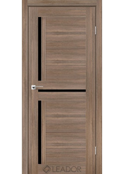 Двері Leador Doors Lazio сіре дерево Чорне скло