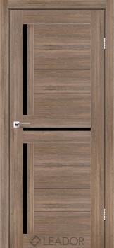 Двери Leador Doors Lazio серое дерево Черное стекло