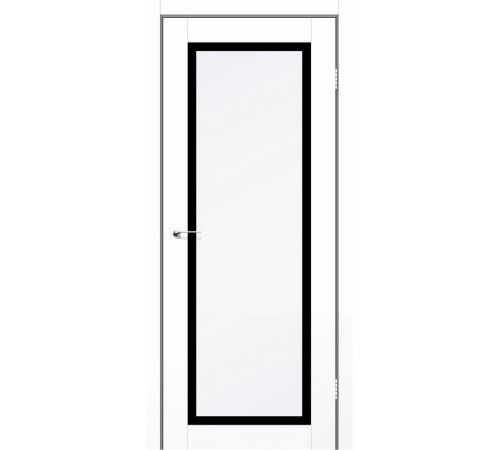 Межкомнатные Двери Leador Doors OSTIA белый матовый Черное стекло ПВХ плёнка