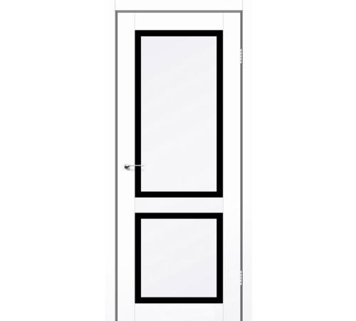 Межкомнатные Двери Leador Doors VISALIA белый матовый Черное стекло ПВХ плёнка