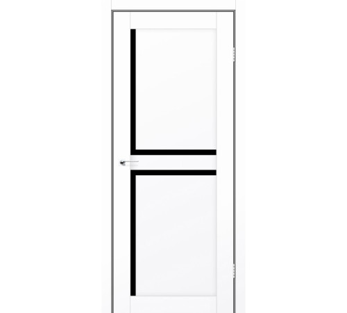 Межкомнатные Двери Leador Doors SIERRA белый матовый Черное стекло ПВХ плёнка
