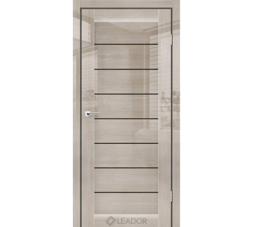 Межкомнатные Двери Leador Gloss RONDA Черное стекло ПВХ плёнка