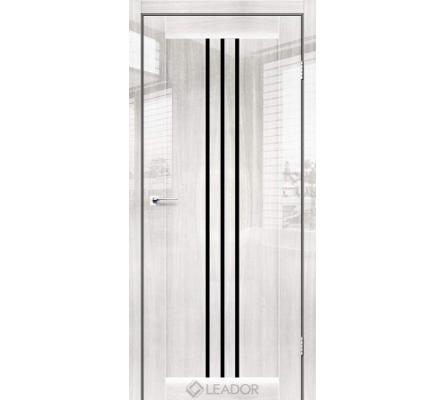 Межкомнатные Двери Leador Gloss BURANO Черное стекло ПВХ плёнка