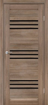 Двери Leador Doors Sovana серое дерево Черное стекло