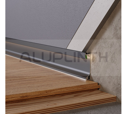 Плинтус алюминиевый скрытого монтажа с LED подсветкой 60х14,5х2700 ALU-SL60 (Анод) Kluchuk