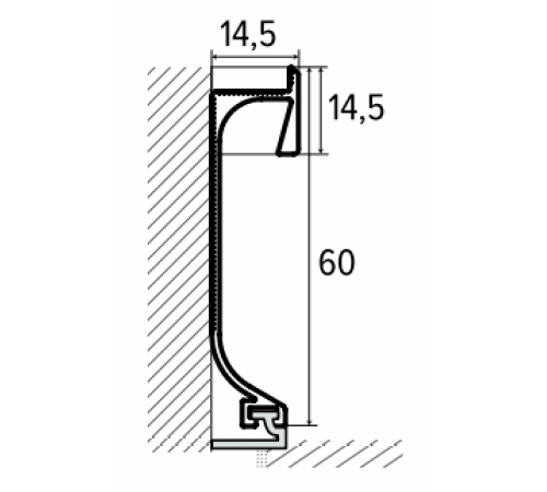 Плинтус алюминиевый скрытого монтажа с LED подсветкой 60х14,5х2700 ALU-SL60 RAL Kluchuk