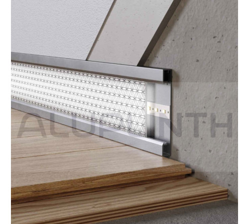 Плінтус алюмініевий прихованого монтажу з LED підсвіткою 100х12х2700 мм ALU-LED10012 Анод Kluchuk