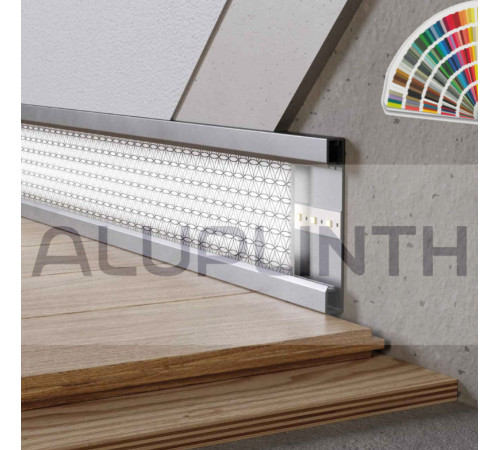 Плінтус алюмініевий прихованого монтажу з LED підсвіткою 100х12х2700 мм ALU-LED10012 RAL Kluchuk
