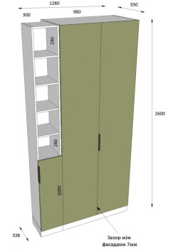 Шкаф прямой распашной на заказ RAL 6025 №23 19.04.2024