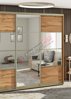 Шафа-купе 2,4 м Комфорт "Модель 8" 3 дверна дуб золотий