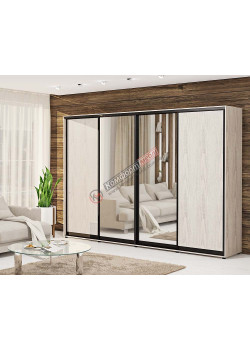 Шкаф купе 360 см Комфорт "ДСП" с зеркалом 4х дверный беленый дуб