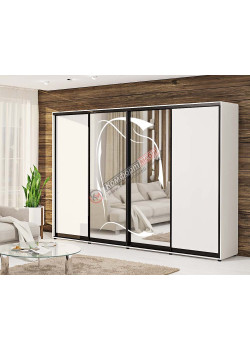Шкаф-купе 3600 мм Комфорт "ДСП" с зеркалом четырехдверный белый