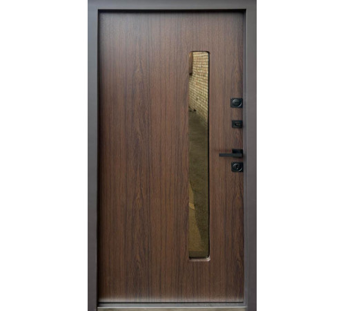 Входные Двери Стронг Браун Ral 8019 песок/дуб темный Vinorit "Qdoors"
