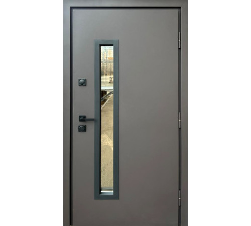 Входные Двери Стронг Браун Ral 8019 песок/дуб темный Vinorit "Qdoors"