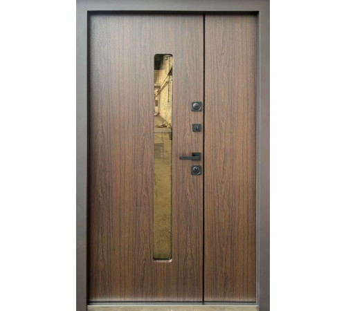 Вхідні Двері Стронг Браун 1200 Ral 8019 пісок/дуб темний Vinorit "Qdoors"