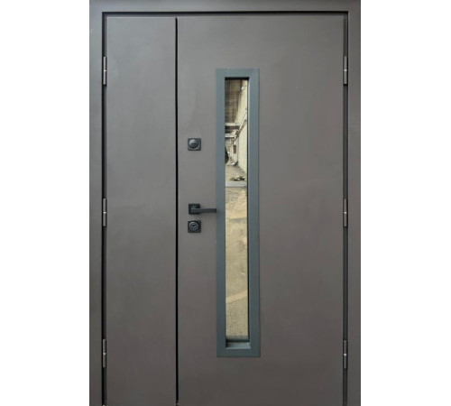 Вхідні Двері Стронг Браун 1200 Ral 8019 пісок/дуб темний Vinorit "Qdoors"