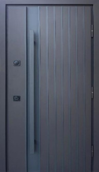 Двері Qdoors Стронг Айрон Ral 8019 пісок коричневий/білий атлас Vinorit