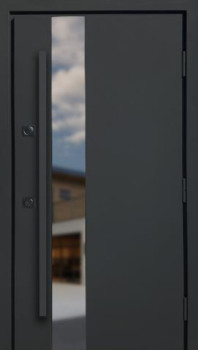 Двері Qdoors Стронг Вест пісок темний сірий/білий атлас, довга ручка чорна Vinorit