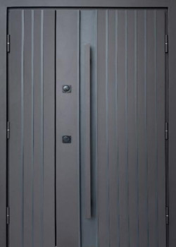 Двері Qdoors Стронг Айрон 1200 пісок коричневий/білий атлас, довга ручка коричнева/чорна Vinorit