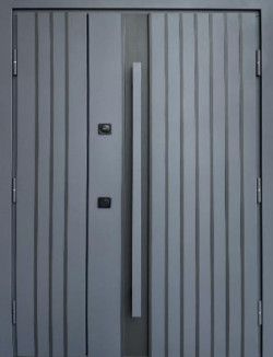 Двері Qdoors Стронг Айрон 1200 антрацит пісок/білий атлас, довга ручка антрацит/чорна Vinorit