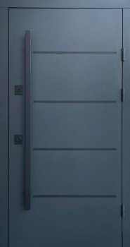 Двери Qdoors Стрит Горизонт металл Антрацит 7021 краска/МДФ белое дерево Vinorit 3К