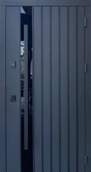 Двери Qdoors Стрит Арт металл Антрацит 7021 краска/МДФ белое дерево Vinorit 3К