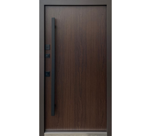 Двери Qdoors Стрит Элегант металл песок 8019 краска, декор лакобель МДФ дуб темный Vinorit 3K