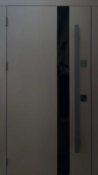 Двери Qdoors Стрит Элегант металл песок 8019 краска, декор лакобель МДФ дуб темный Vinorit 3K