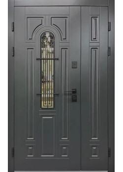 Двери Sarmak Элегант Термо Лучия ArWood RAL 7016/ПВХ белое дерево 1200