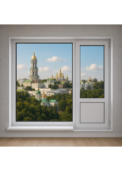 Балконный блок Aluplast Ideal 2000 с глухим панорамным окном в пол 2100 x 2000 мм