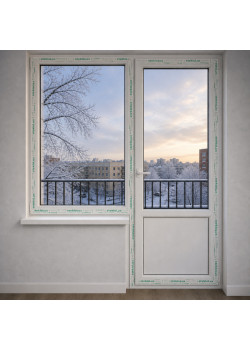 Балконный блок Aluplast Ideal 4000 с глухим окном и поворотно-откидной дверью 1800 x 2100 мм