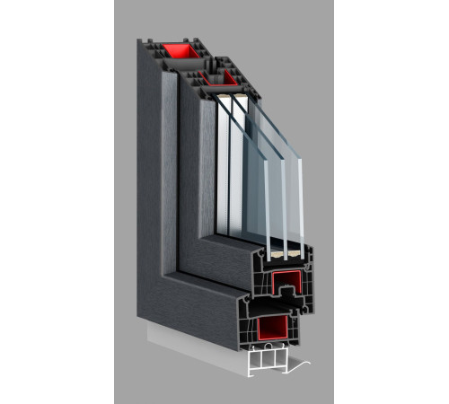 Металлопластиковые двери Epsilon 76 полуторные с поворотно-откидной створкой 1200 x 2100 мм