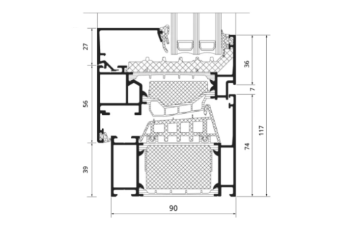Алюминиевое окно Schüco AWS 90.SI+ с повышенной теплоизоляцией панорамное глухое 1500*2500 мм