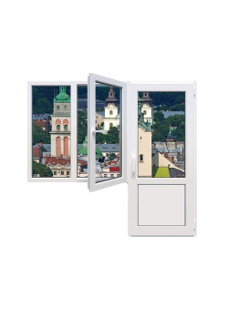 Балконный блок Steko IDEAL 2000 с двухстворчатым окном и поворотно-откидной створкой 1900 x 2000 мм