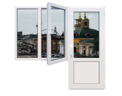 Балконний блок Steko V62 з двостулковим вікном і поворотно-відкидною стулкою 1900 x 2000 мм