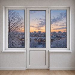 Балконный блок VEKA Proline с глухим окном и поворотно-откидными дверями 2200 x 2200 мм