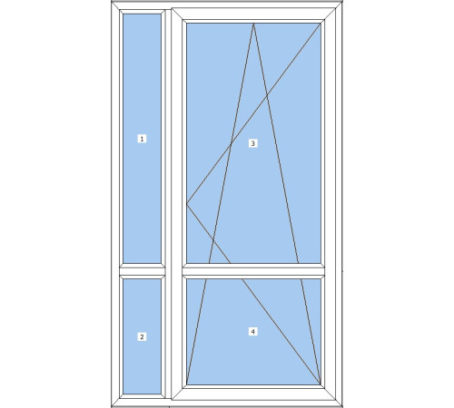 Металлопластиковые двери VEKA Proline полуторные с поворотно-откидной створкой 1400 x 2200 мм