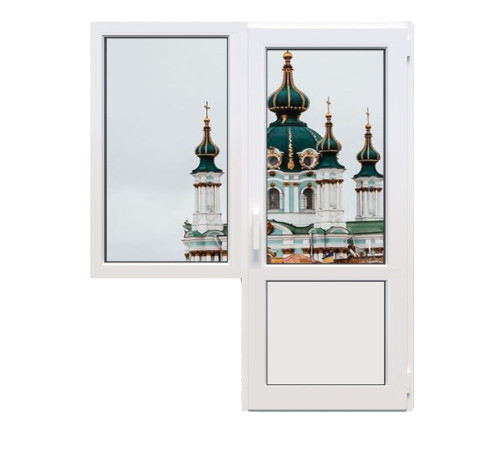 Балконный блок Veka Softline с глухим окном и поворотно-откидной дверью 1800 x 2100 мм