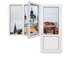 Балконний блок Veka Softline з двостулковим вікном і поворотно-відкидною стулкою 1900 x 2000 мм