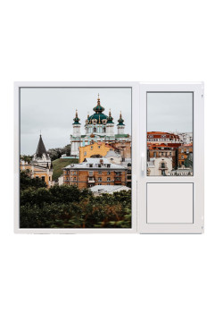 Балконный блок Veka Softline с глухим панорамным окном в пол 2100 x 2000 мм