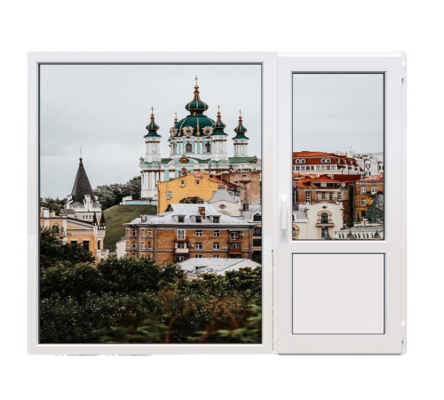 Балконный блок Veka Softline с глухим панорамным окном в пол 2100 x 2000 мм