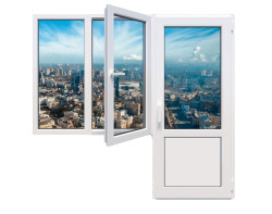 Балконний блок Veka Softline 82 з двостулковим вікном і поворотно-відкидною стулкою 1900 x 2000 мм